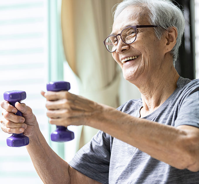 Home exercise program demonstrating guided routines